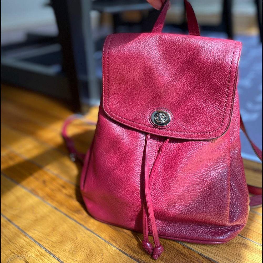 Coach red mini leather backpack